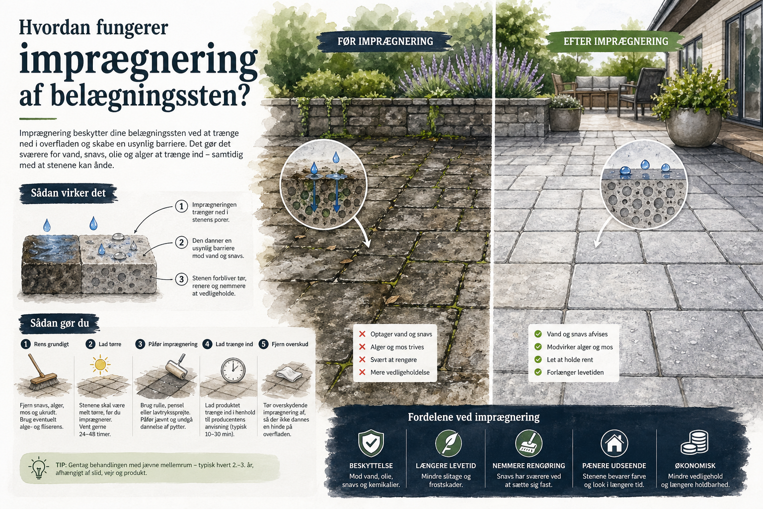 Hvordan fungerer imprægnering af belægningssten?