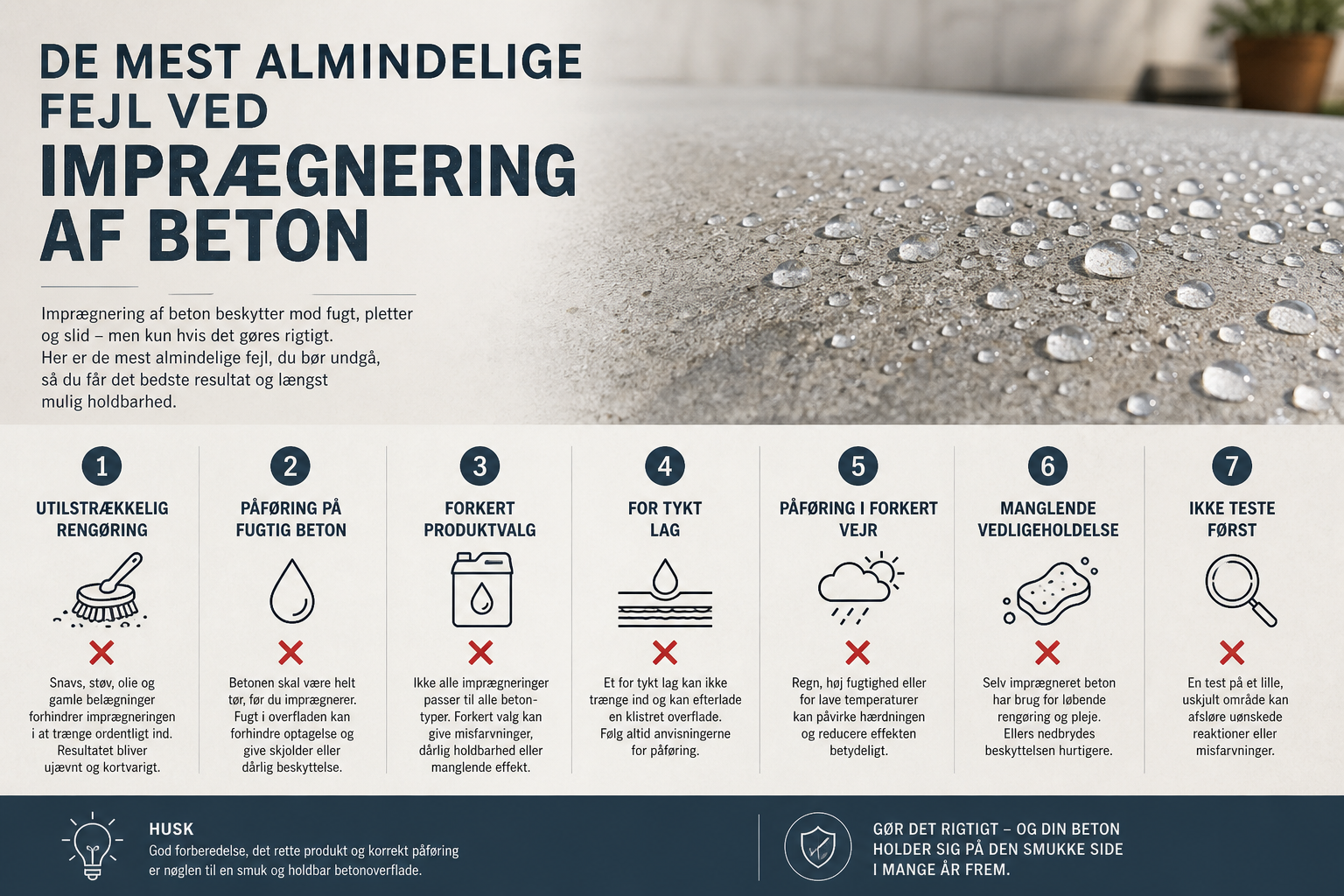 De mest almindelige fejl ved imprægnering af beton