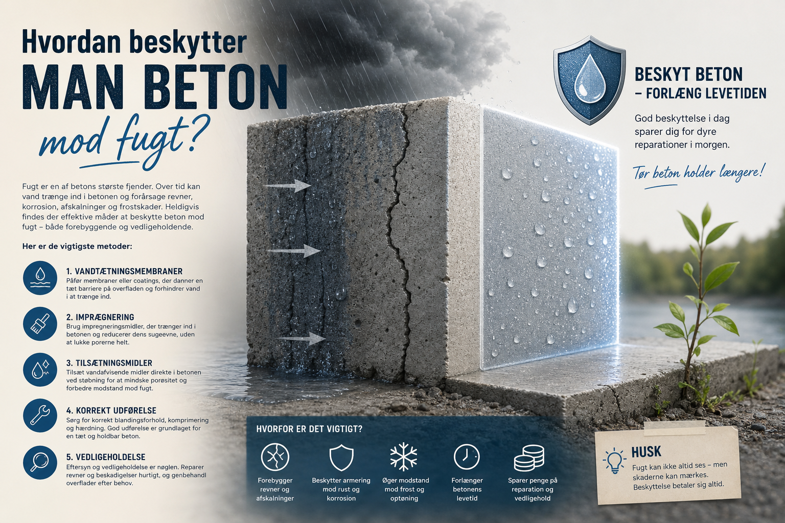 Hvordan beskytter man beton mod fugt?